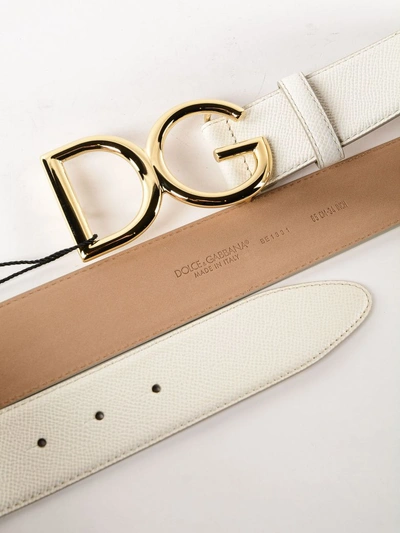 Shop Dolce & Gabbana Dg Logo Belt In Bianco