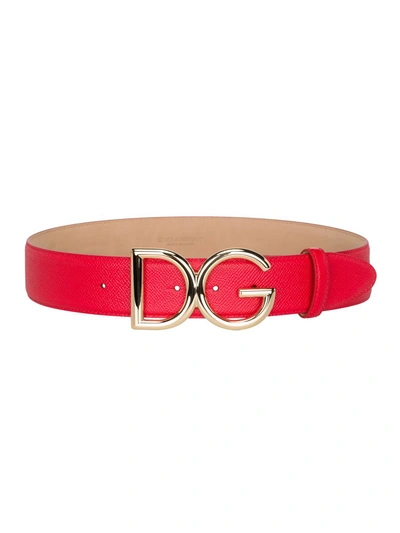 Shop Dolce & Gabbana Dg Leather Belt In Red