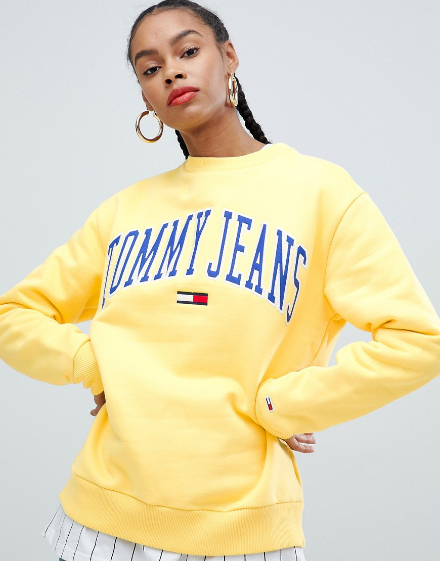 yellow tommy jeans crew neck