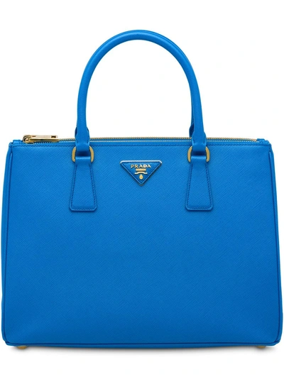 Shop Prada Large Galleria Leather Tote Bag In Blue
