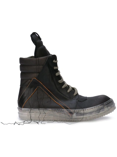 RICK OWENS HI-TOP TRAINERS - 黑色