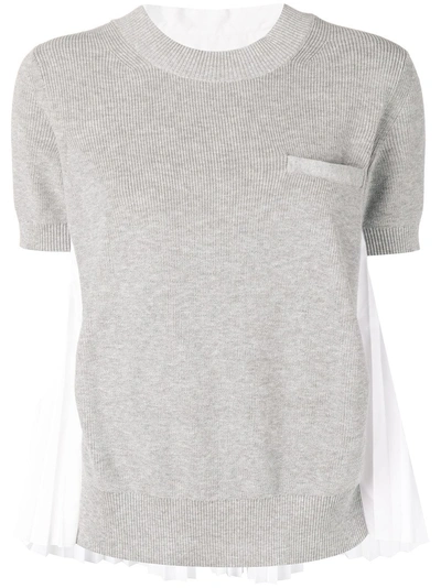 Shop Sacai Pleated Back T-shirt In Grey