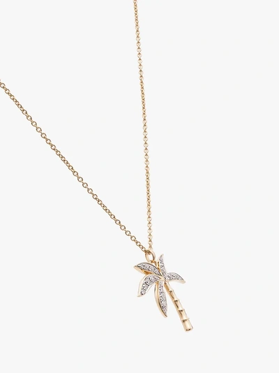 Yvonne Léon 18k Yellow Gold And Diamond Palm Tree Necklace In Metallic