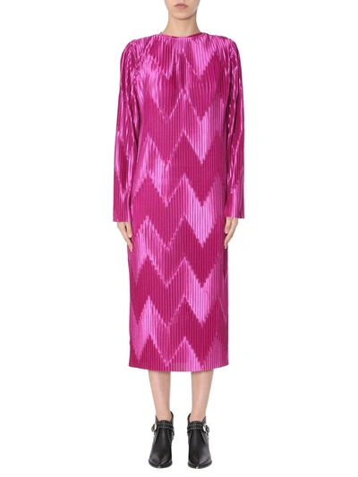 Shop Givenchy Pleated Midi Dress In Pink