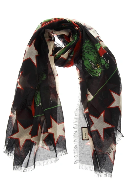 Shop Gucci Snake Print Scarf In Multi