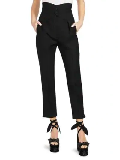 Shop Saint Laurent High-rise Single Pleat Tuxedo Pants In Black