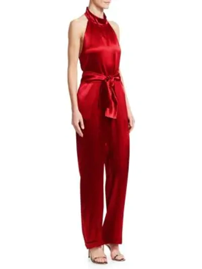 Shop Carolina Ritzler Women's Satin Halter Tie-waist Jumpsuit In Red Satin