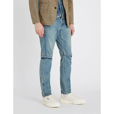 Shop Sacai Faded Slim-fit Skinny Jeans In Light Blue