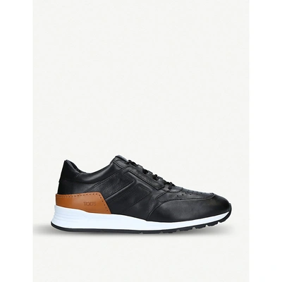 Shop Tod's Sportivo Lux Runner Leather Trainers In Black