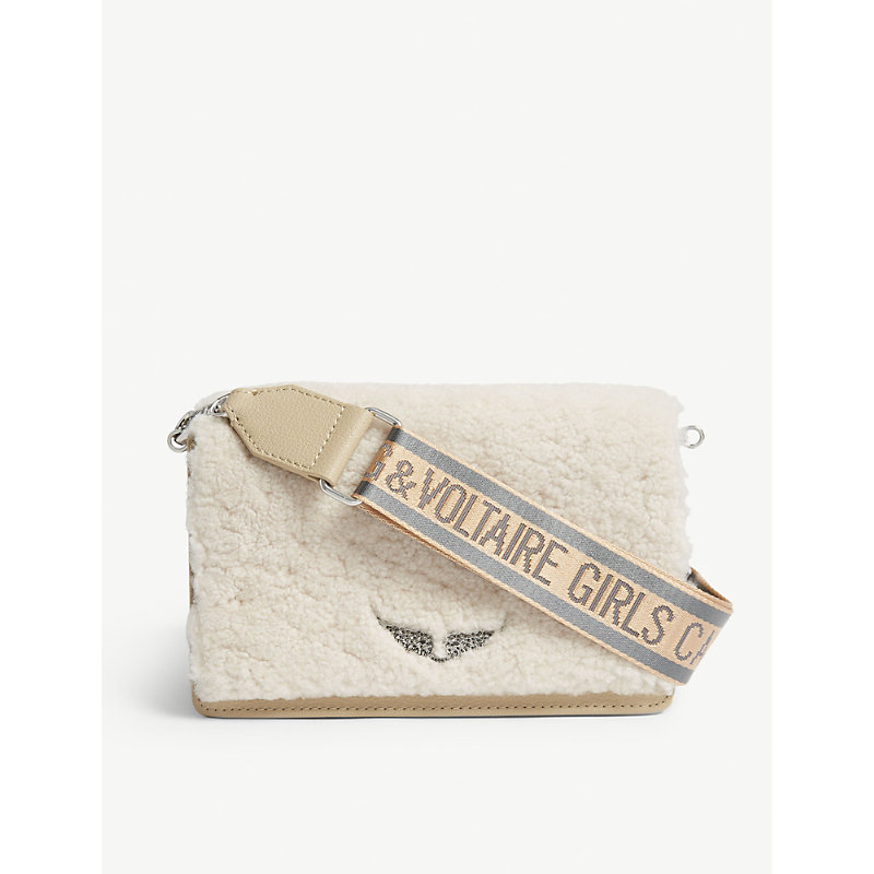 Zadig & Voltaire Lolita Shearling Leather Crossbody Bag In Beige ModeSens