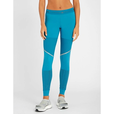 Shop Adidas By Stella Mccartney Womens Blue Run Jersey Leggings