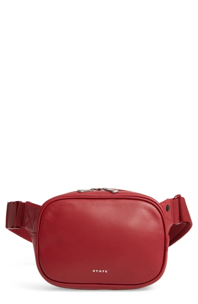 Shop State Homecrest Crosby Leather Belt Bag - Red In Red Dahlia