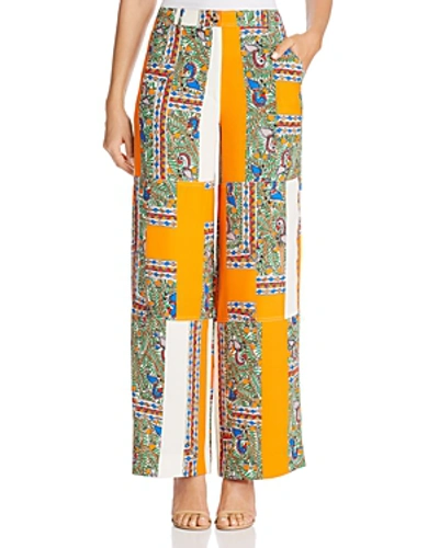 Shop Tory Burch Sylvan Printed Silk Pants In Something Wild Stripe