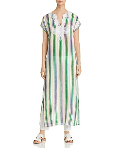 Shop Tory Burch Awning-stripe Caftan Dress In Grand Awning Stripe