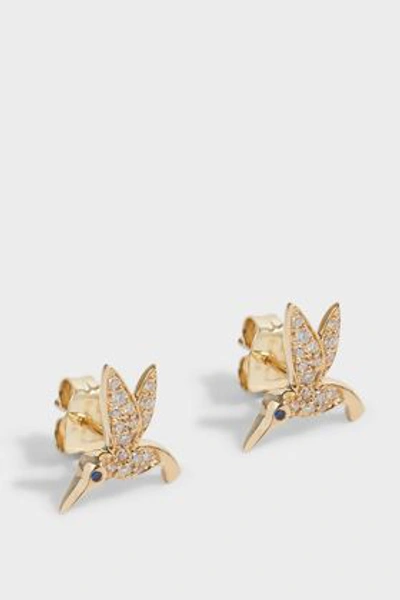 Shop Sydney Evan Hummingbird Stud Earrings In Y Gold