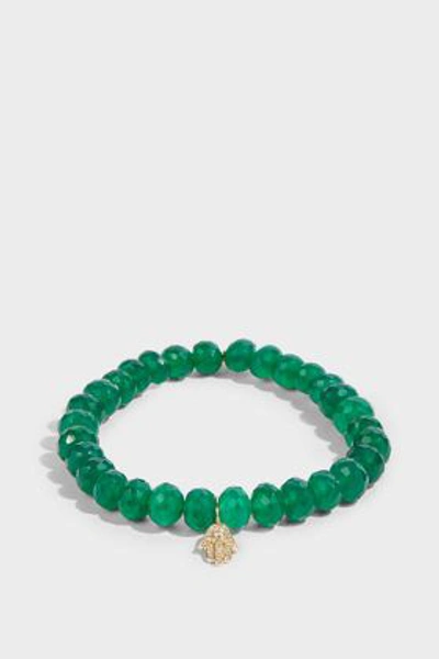 Shop Sydney Evan Hamsa Charm Bracelet In Green