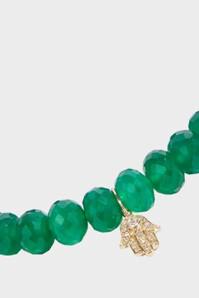 Shop Sydney Evan Hamsa Charm Bracelet In Green