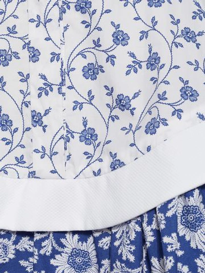 Shop Alexander Mcqueen Victorian Floral Poplin Mini Dress In White/blue