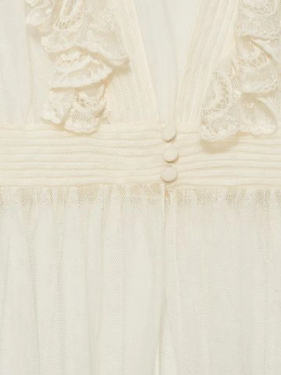 Shop Alexander Mcqueen Embroidered Sheer Top In Ivory