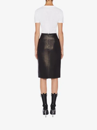 Shop Alexander Mcqueen Leather Pencil Skirt In Black/ivory