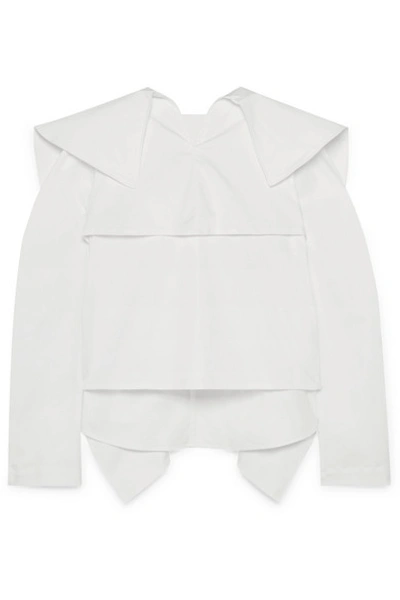 Shop A.w.a.k.e. Draped Layered Cotton-twill Top In White