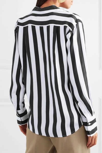 Shop Frame Striped Washed-silk Shirt In Black