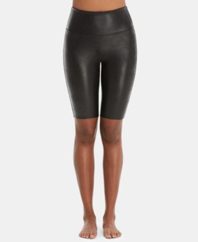 Shop Spanx Faux-leather Bike Shorts In Black