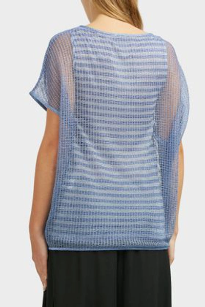 Shop Missoni Crochet-knit Lurex Top In Blue