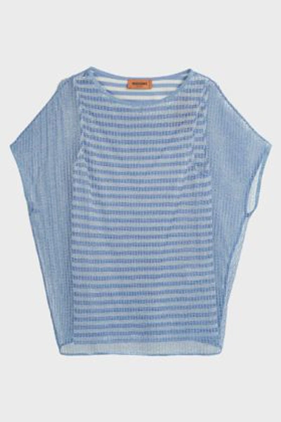 Shop Missoni Crochet-knit Lurex Top In Blue