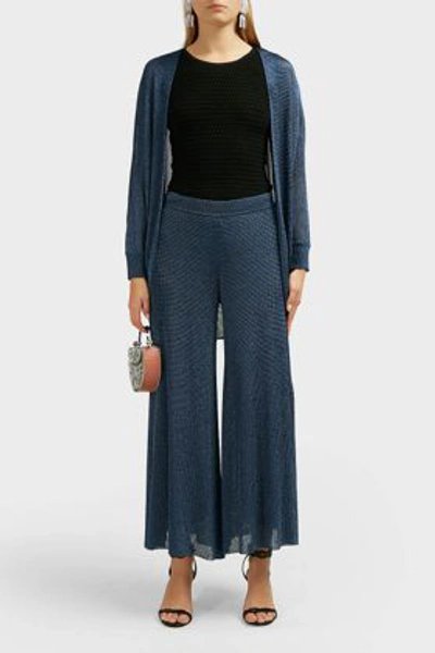 Shop Missoni Lurex Knit Cardigan In Navy