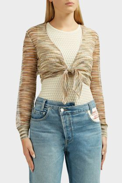 Shop Missoni Cropped Tie-front Cardigan In Multicoloured