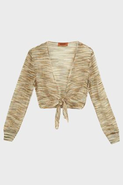 Shop Missoni Cropped Tie-front Cardigan In Multicoloured