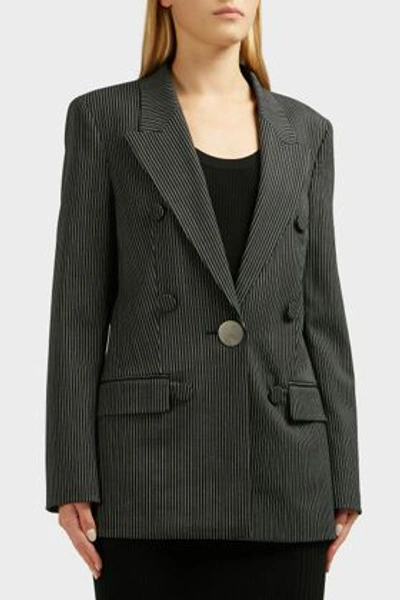 Shop Alexander Wang Striped Double-breasted Blazer In Black