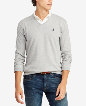 grey ralph lauren v neck sweater