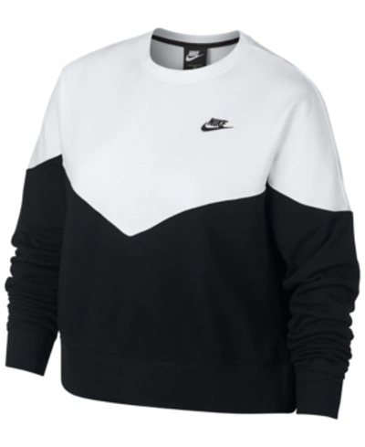 Shop Nike Plus Size Sportswear Heritage Cropped Fleece Sweatshirt In Black