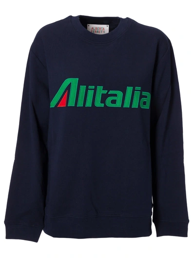 Shop Alberta Ferretti Alitalia Patch Sweatshirt In Blu