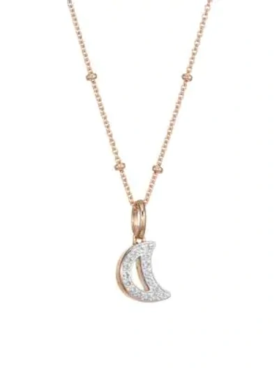 Shop Monica Vinader Women's Alphabet Moon Diamond Charm In Rose Gold
