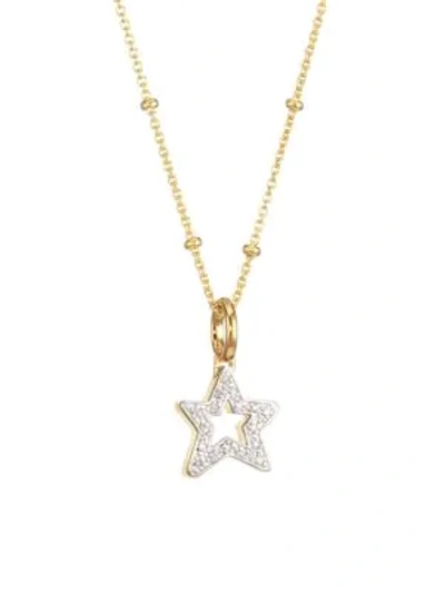 Shop Monica Vinader Alphabet Star Diamond Charm In Yellow Gold