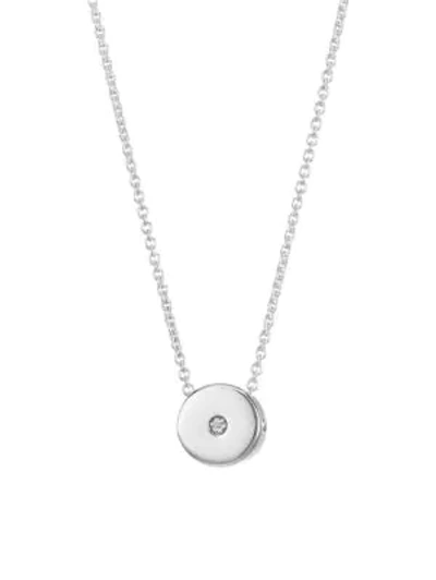 Shop Monica Vinader Linear Solo Diamond Pendant Necklace In Silver