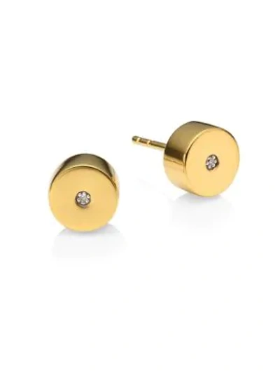 Shop Monica Vinader Linear Solo Diamond & 18k Yellow Gold Vermeil Stud Earrings