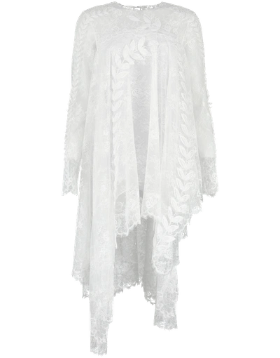 Shop Oscar De La Renta Lace Asymmetrical Embroidered Blouse In Ivory