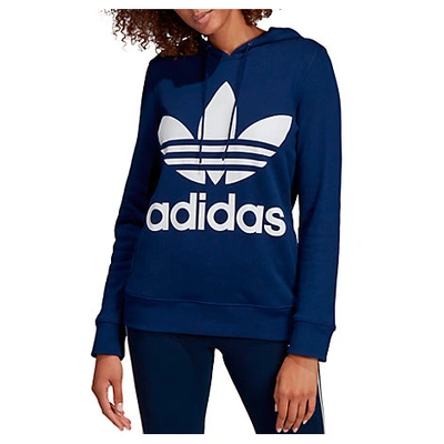 Shop Adidas Originals Women's Originals Trefoil Hoodie, Blue
