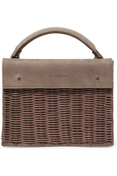 Shop Wicker Wings Kuai Rattan And Leather Tote In Gray
