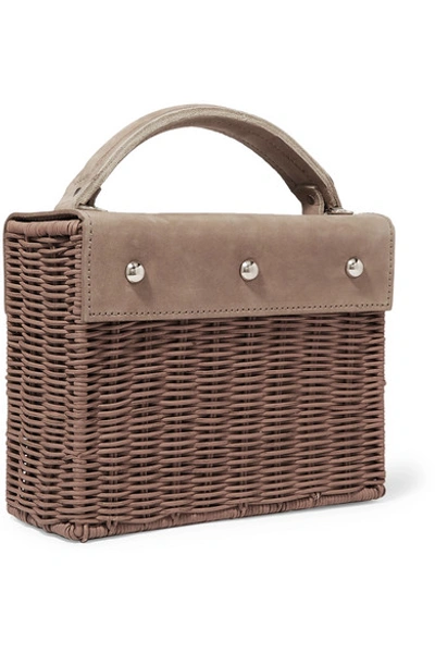 Shop Wicker Wings Kuai Rattan And Leather Tote In Gray
