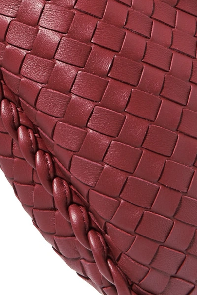 Shop Bottega Veneta Intrecciato Leather Tote In Red