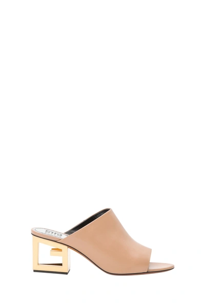 Shop Givenchy Gold G Heel Mules In Rosa