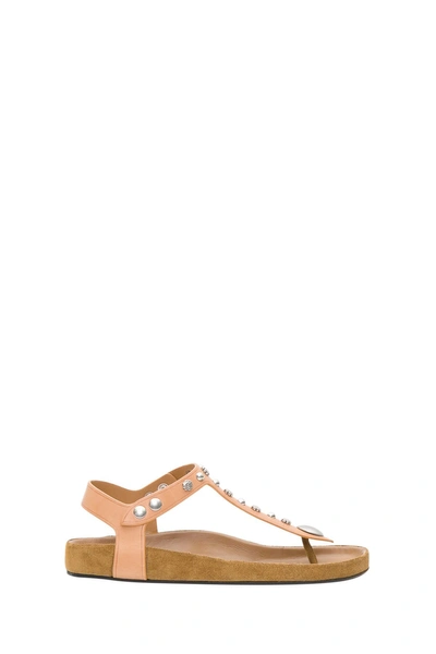 Shop Isabel Marant Enore Studded Tthong Sandals In Marrone