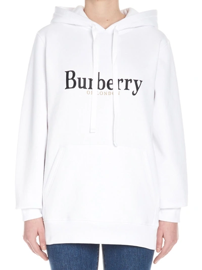 Shop Burberry 'pelorus' Hoodie In White
