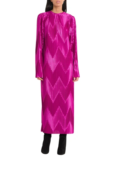 Shop Givenchy Zig-zag Pleated Midi Dress In Viola