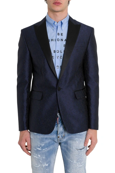 Shop Dsquared2 Beverley Abstract Jacquard-print Blazer In Blu